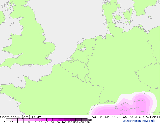 Snow accu. ECMWF Su 12.05.2024 00 UTC