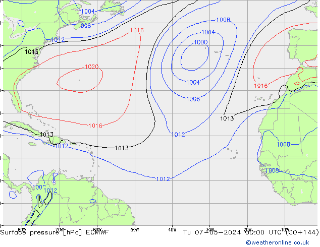 pressão do solo ECMWF Ter 07.05.2024 00 UTC