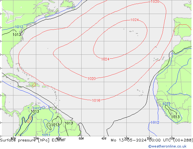 Yer basıncı ECMWF Pzt 13.05.2024 00 UTC