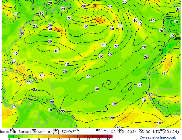 Isotachen Spread ECMWF Do 02.05.2024 00 UTC