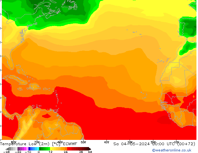 Nejnižší teplota (2m) ECMWF So 04.05.2024 00 UTC