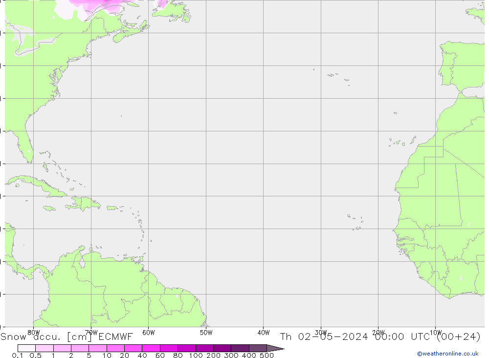 Totale sneeuw ECMWF do 02.05.2024 00 UTC