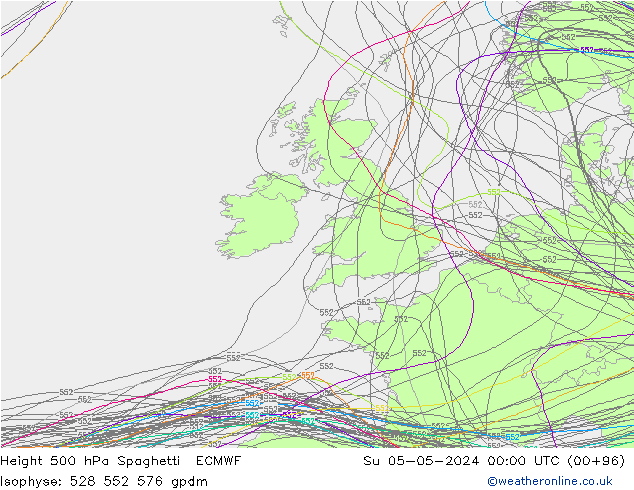 Géop. 500 hPa Spaghetti ECMWF dim 05.05.2024 00 UTC