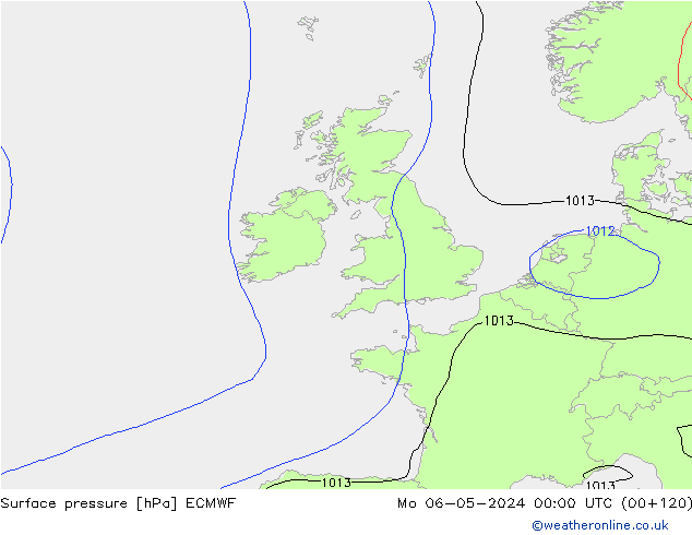 pressão do solo ECMWF Seg 06.05.2024 00 UTC