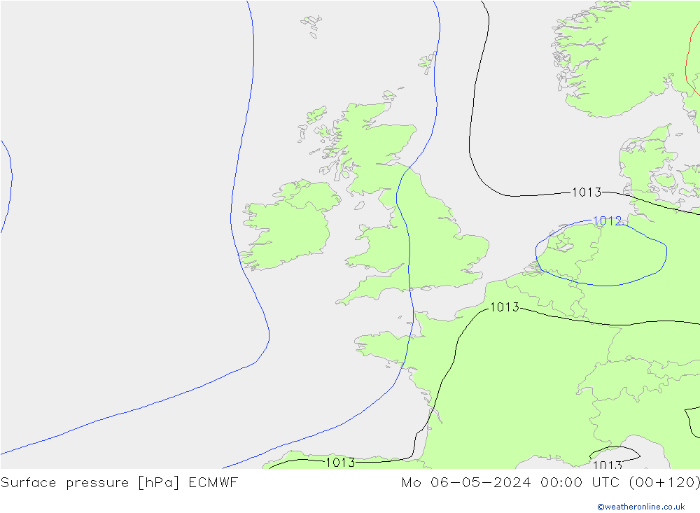 pressão do solo ECMWF Seg 06.05.2024 00 UTC