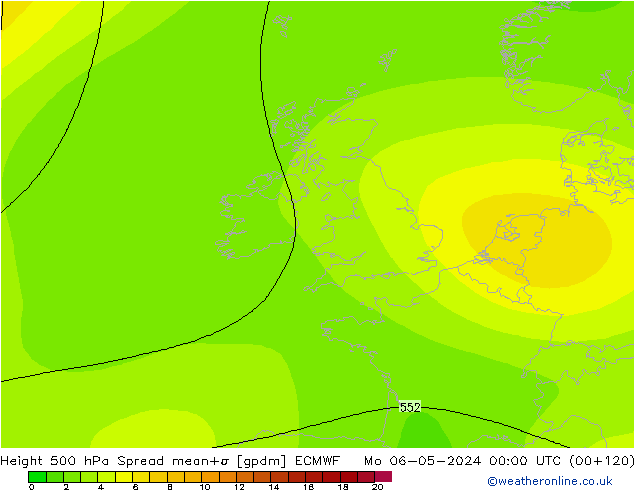 Hoogte 500 hPa Spread ECMWF ma 06.05.2024 00 UTC