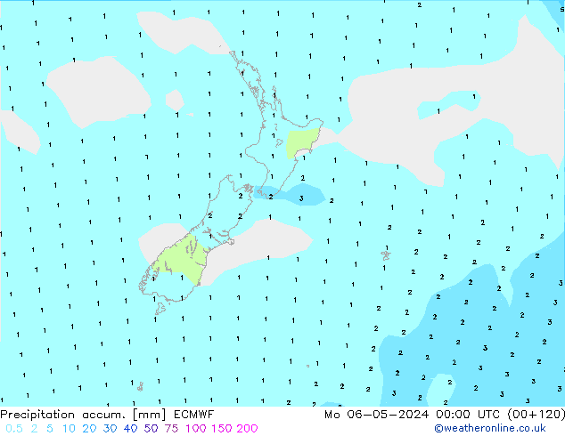 Precipitation accum. ECMWF пн 06.05.2024 00 UTC
