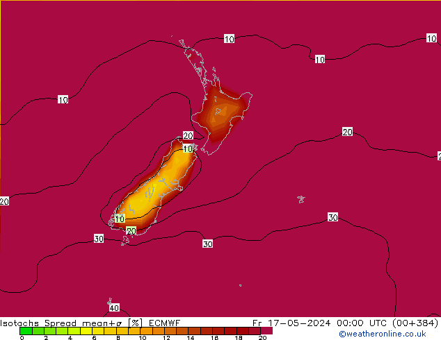 Eşrüzgar Hızları Spread ECMWF Cu 17.05.2024 00 UTC