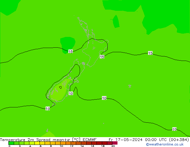 Temperature 2m Spread ECMWF Fr 17.05.2024 00 UTC