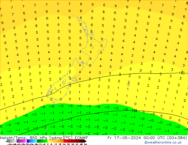 Height/Temp. 850 гПа ECMWF пт 17.05.2024 00 UTC