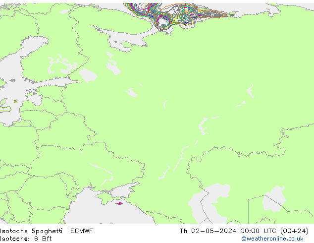 Isotachs Spaghetti ECMWF Čt 02.05.2024 00 UTC