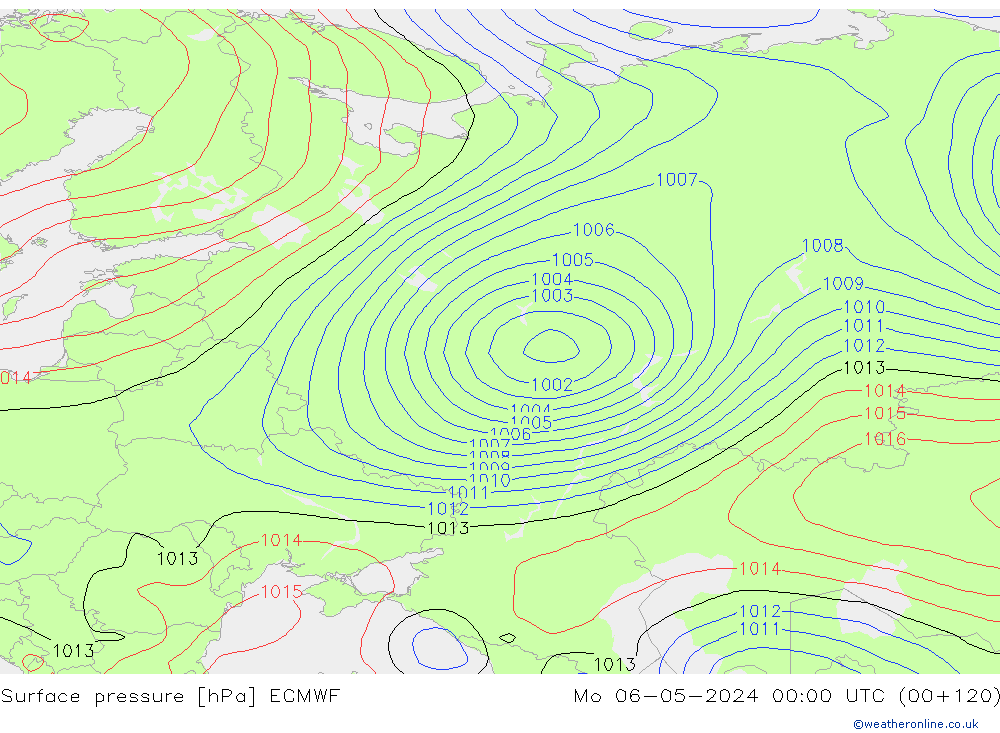 Bodendruck ECMWF Mo 06.05.2024 00 UTC