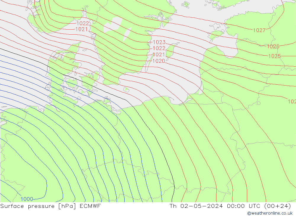 приземное давление ECMWF чт 02.05.2024 00 UTC