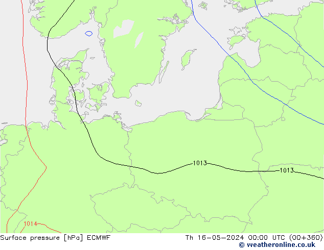 pressão do solo ECMWF Qui 16.05.2024 00 UTC