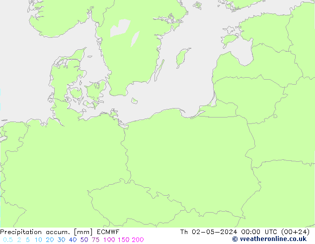 Precipitation accum. ECMWF czw. 02.05.2024 00 UTC