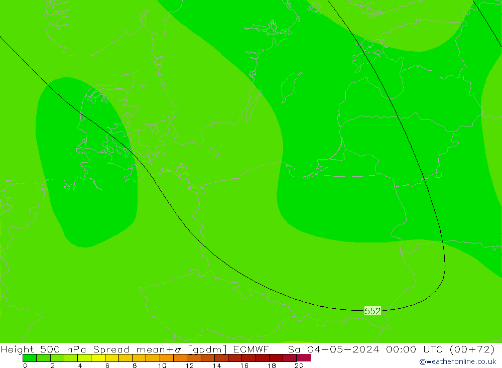 Height 500 гПа Spread ECMWF сб 04.05.2024 00 UTC