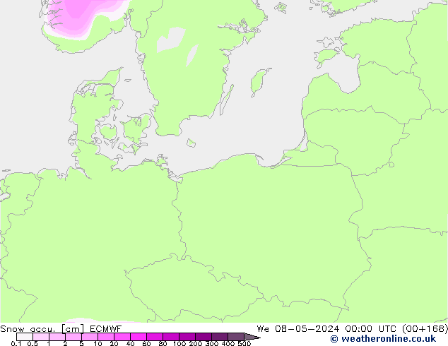 Глубина снега ECMWF ср 08.05.2024 00 UTC
