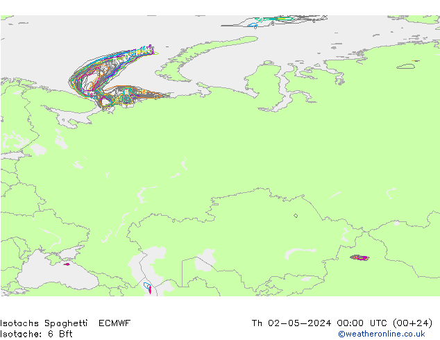 Isotachs Spaghetti ECMWF Qui 02.05.2024 00 UTC