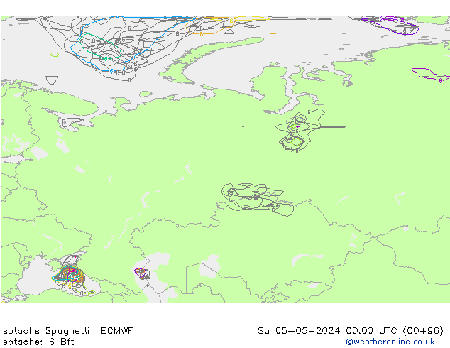 Isotachs Spaghetti ECMWF dom 05.05.2024 00 UTC