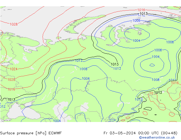 Surface pressure ECMWF Fr 03.05.2024 00 UTC