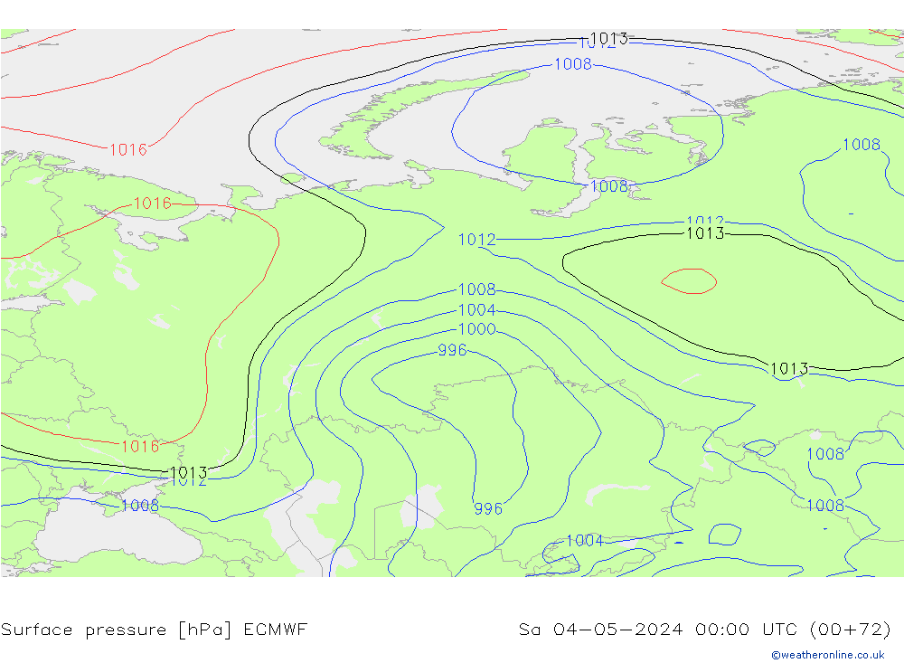 Surface pressure ECMWF Sa 04.05.2024 00 UTC