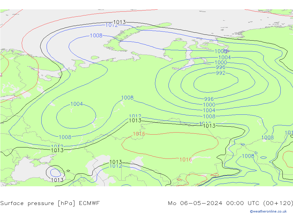 Pressione al suolo ECMWF lun 06.05.2024 00 UTC