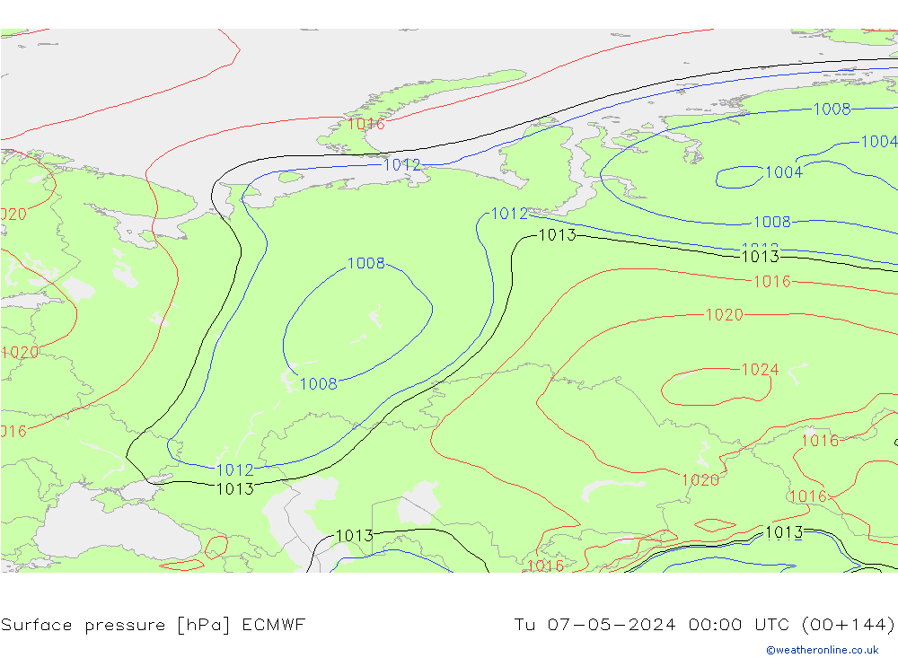 pressão do solo ECMWF Ter 07.05.2024 00 UTC