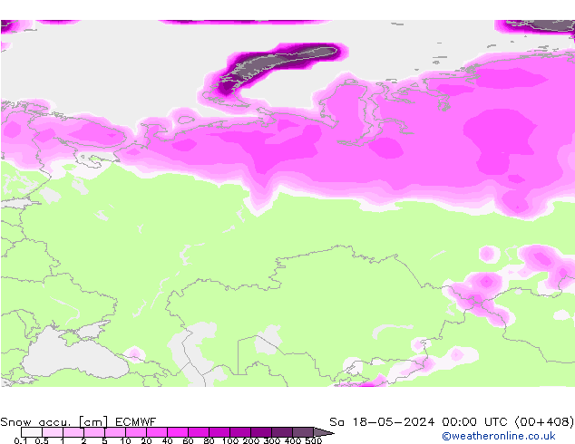 Totale sneeuw ECMWF za 18.05.2024 00 UTC