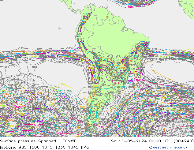 Bodendruck Spaghetti ECMWF Sa 11.05.2024 00 UTC