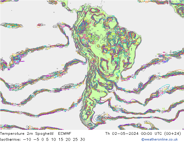 Sıcaklık Haritası 2m Spaghetti ECMWF Per 02.05.2024 00 UTC