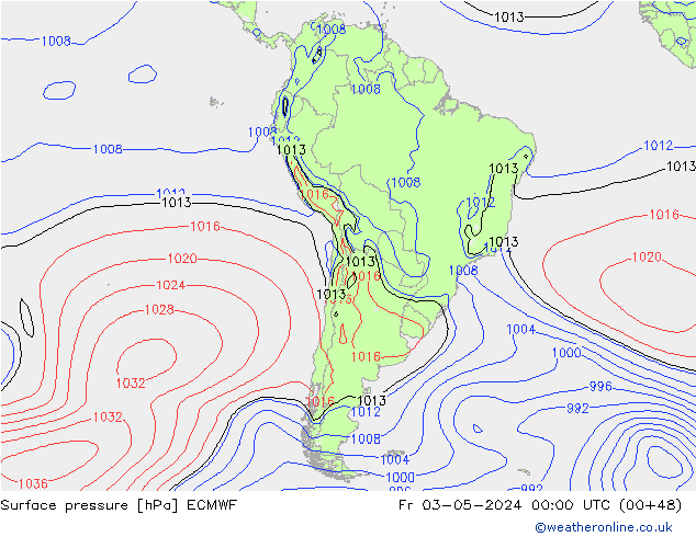 Yer basıncı ECMWF Cu 03.05.2024 00 UTC