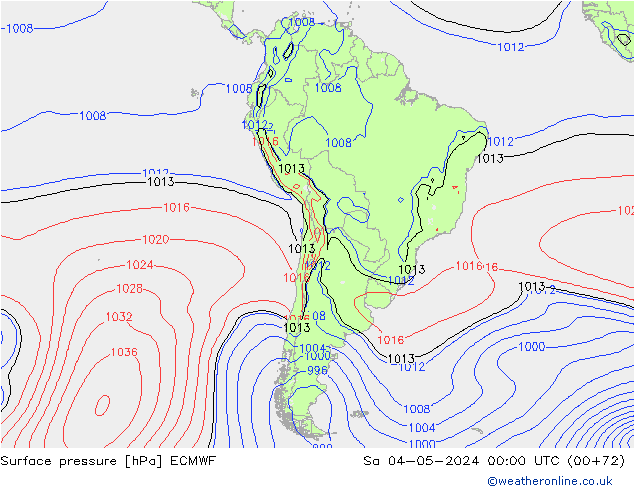 pressão do solo ECMWF Sáb 04.05.2024 00 UTC