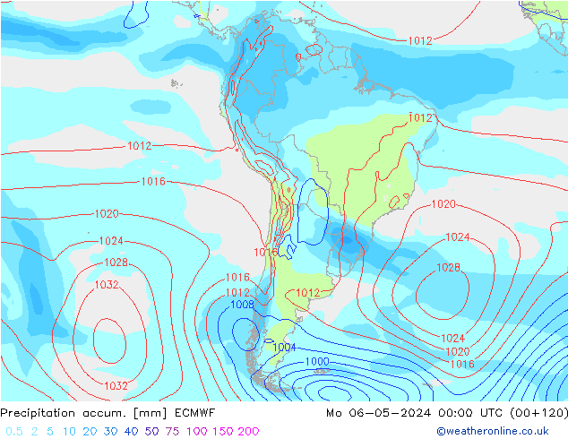 Precipitación acum. ECMWF lun 06.05.2024 00 UTC