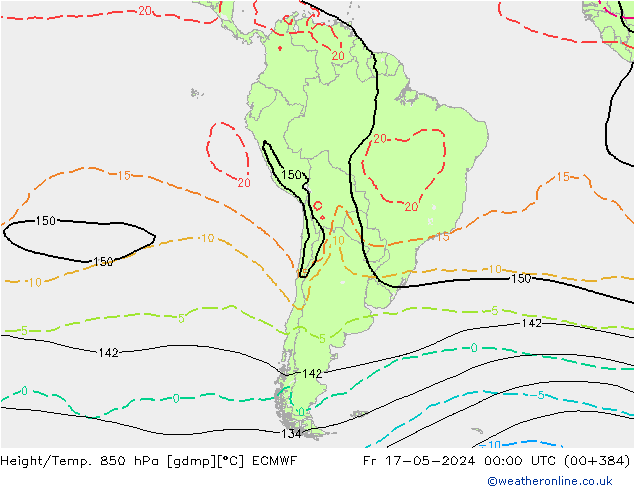 Height/Temp. 850 hPa ECMWF  17.05.2024 00 UTC