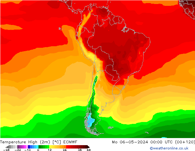 Temperatura máx. (2m) ECMWF lun 06.05.2024 00 UTC