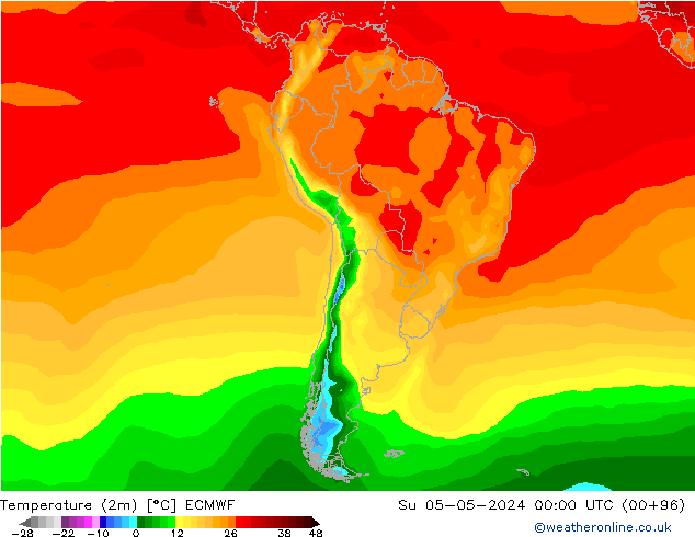 température (2m) ECMWF dim 05.05.2024 00 UTC