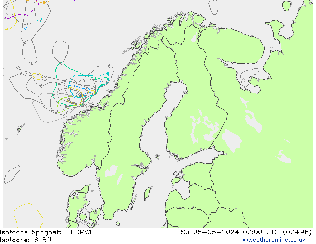 Isotachs Spaghetti ECMWF dim 05.05.2024 00 UTC