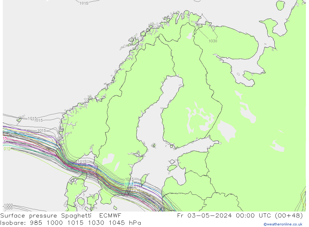 pressão do solo Spaghetti ECMWF Sex 03.05.2024 00 UTC