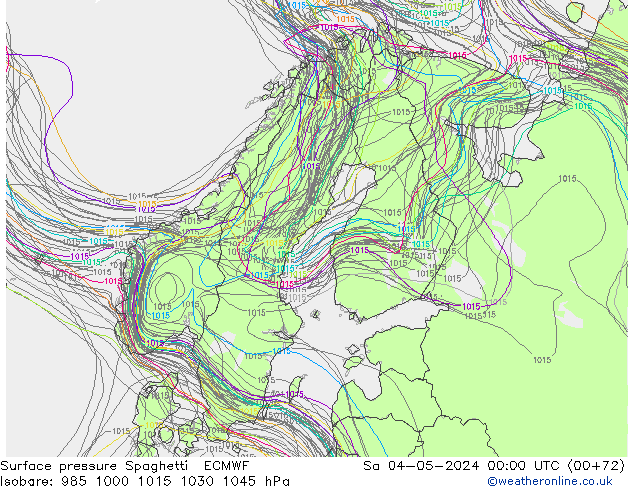 Bodendruck Spaghetti ECMWF Sa 04.05.2024 00 UTC