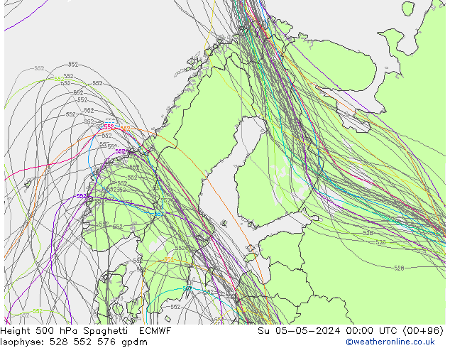 Géop. 500 hPa Spaghetti ECMWF dim 05.05.2024 00 UTC