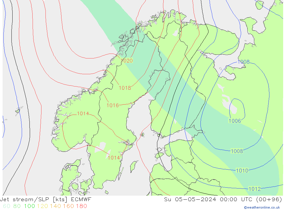 Prąd strumieniowy ECMWF nie. 05.05.2024 00 UTC