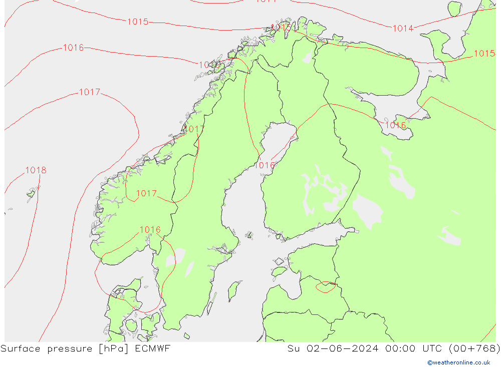 Luchtdruk (Grond) ECMWF zo 02.06.2024 00 UTC