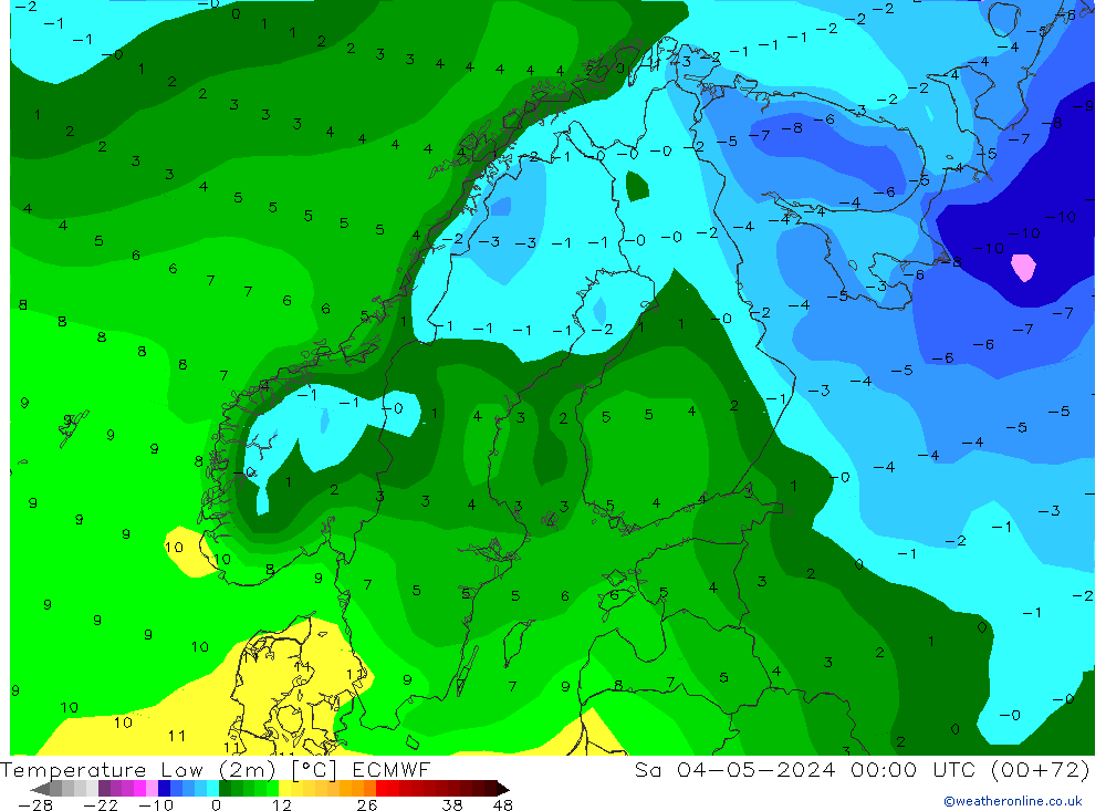 Temperatura mín. (2m) ECMWF sáb 04.05.2024 00 UTC