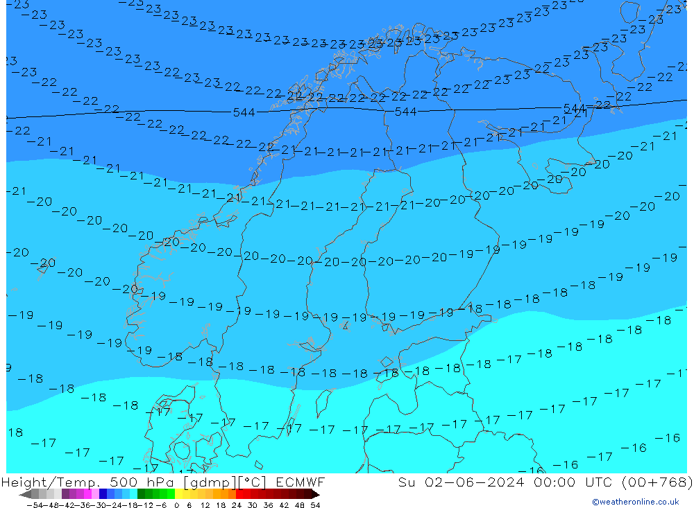 Height/Temp. 500 hPa ECMWF Ne 02.06.2024 00 UTC