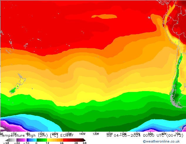 Temperature High (2m) ECMWF Sa 04.05.2024 00 UTC