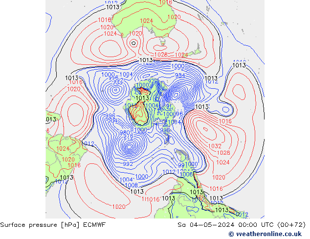 Atmosférický tlak ECMWF So 04.05.2024 00 UTC