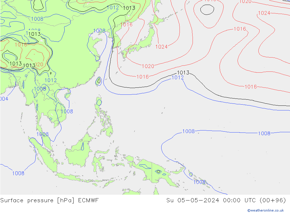 Surface pressure ECMWF Su 05.05.2024 00 UTC