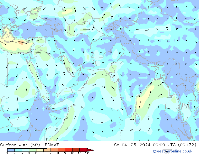 Surface wind (bft) ECMWF So 04.05.2024 00 UTC