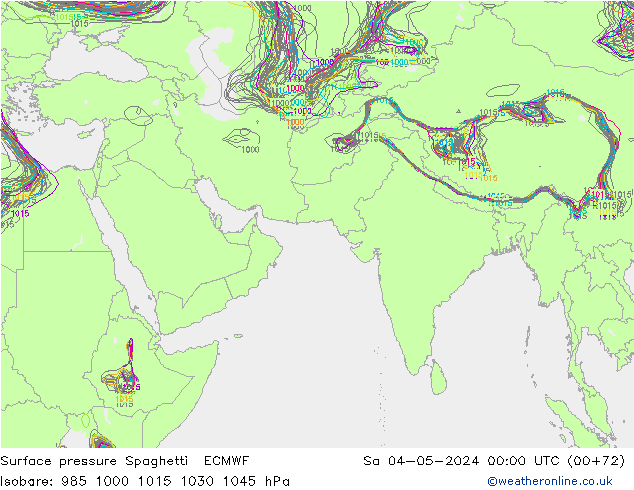 Atmosférický tlak Spaghetti ECMWF So 04.05.2024 00 UTC