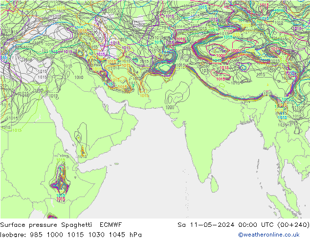 Atmosférický tlak Spaghetti ECMWF So 11.05.2024 00 UTC